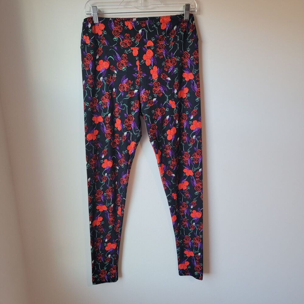 Lularoe One Size Tall‎ Whimsigoth Roses Gothic Floral Leggings Tall